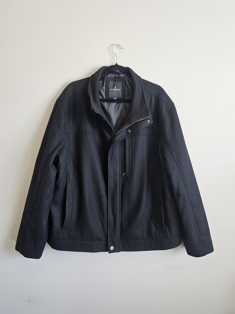 London Fog Men’s Black Wool Blend Jacket Coat Size XXL